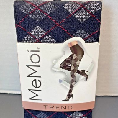 MeMoí Trend Tights NEW Opaque Pantyhose Dark Black Red Plaid Size S/M